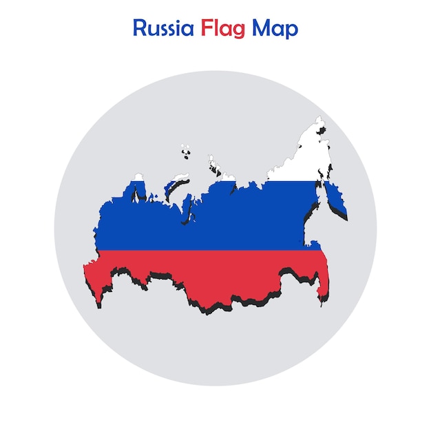 Wektorowa mapa flagi Rosji z efektem cienia Ilustracja wektorowa na białym izolowanym tle