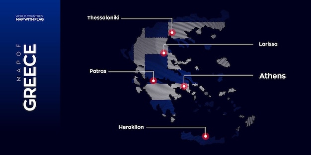 Wektorowa Mapa Grecji Ze Stolicą I Dużymi Miastami
