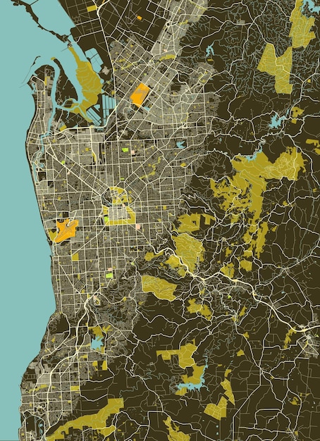 Wektorowa Mapa Miasta Adelaide Australia