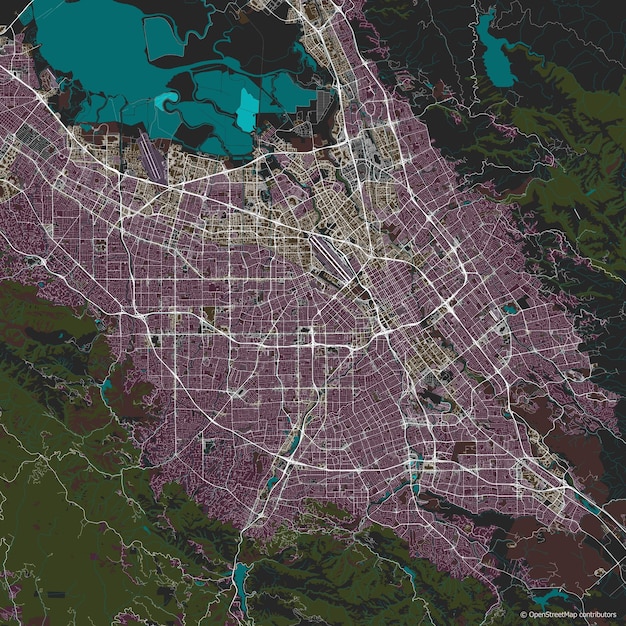 Plik wektorowy wektorowa mapa miasta san jose w kalifornii w stanach zjednoczonych