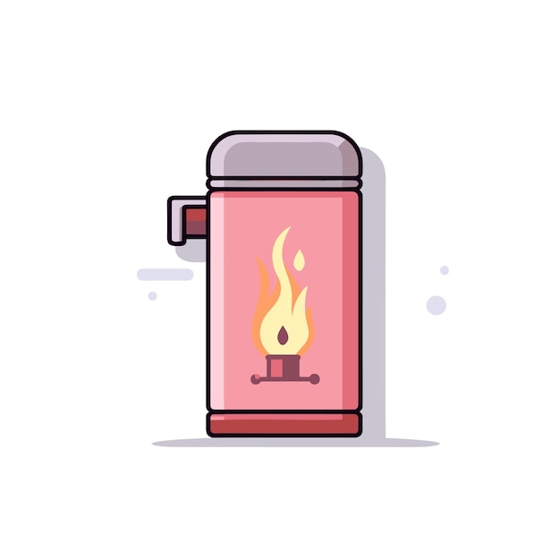 Wektorowa płaska ikona żywy różowy pojemnik z hipnotyzującym ogniem płonącym w środku