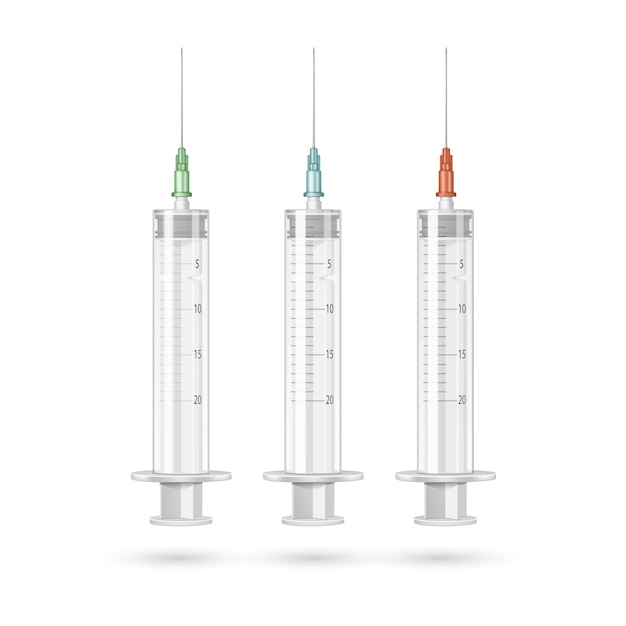 Wektorowa Plastikowa Medyczna Strzykawka Odizolowywająca Na Bielu