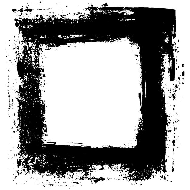 Wektorowa ramka z papieru grunge z szorstkimi pociągami pędzla i rozerwanymi krawędziami czarnego atramentu na zmartwionym