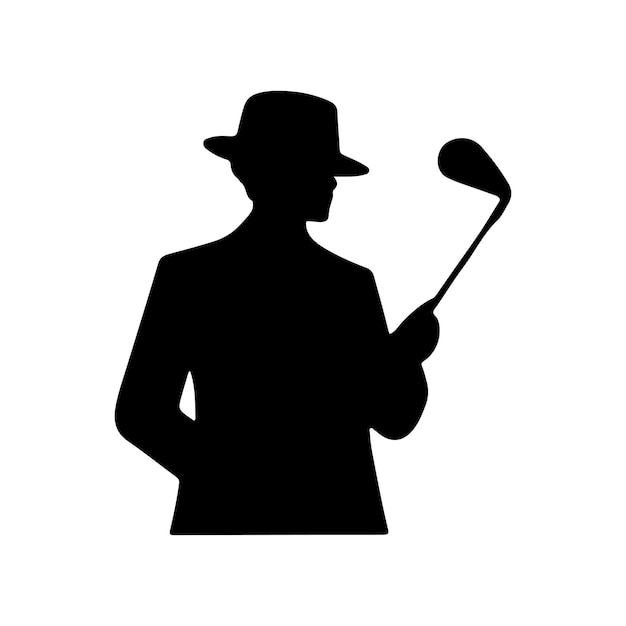 Plik wektorowy wektorowa sylwetka golfisty trzymającego klub golfowy odizolowany na białym tle