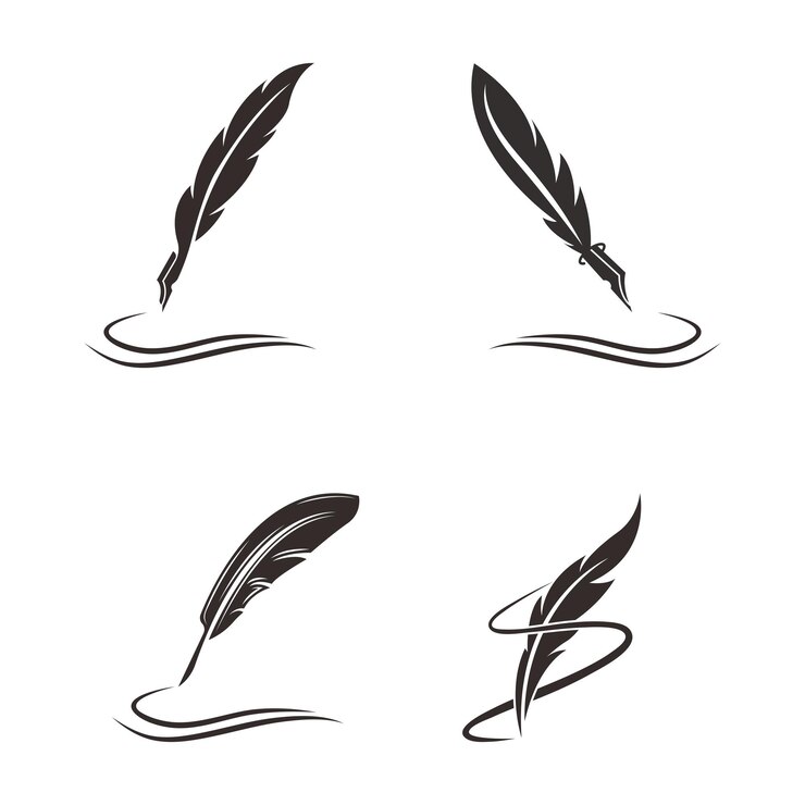 Wektor wektorowa sylwetka logo pióra