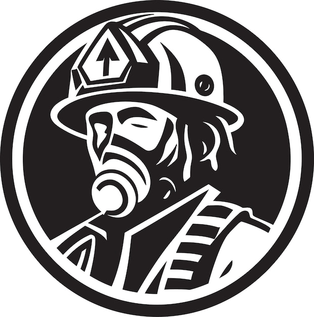 Wektorowa Sztuka Bohaterskiego Emblemu Strażaka Ilustrowana Maska Strażaka Wektorowy Projekt