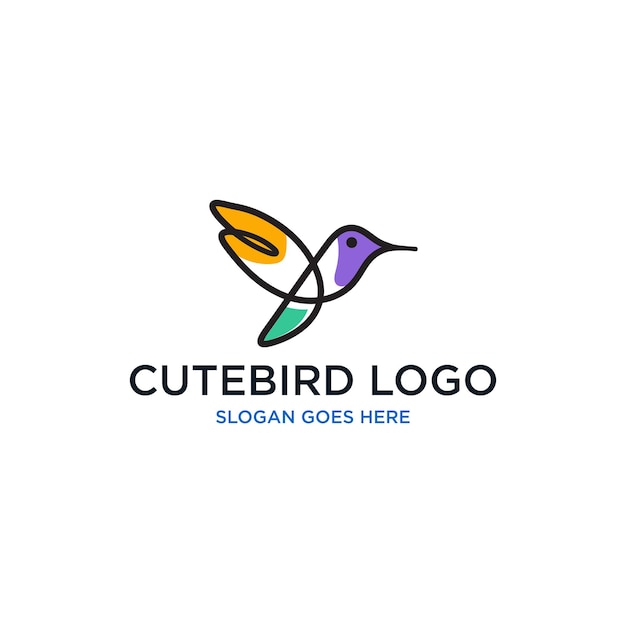 Plik wektorowy wektorowa sztuka linii abstrakcyjnej kolorowego kolibri colibri projektowanie sztuki ściennej minimalistyczne logo linii ptaków ic