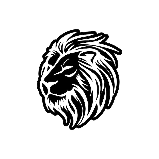 Wektorowe logo lwa z czarno-białym prostym wzorem