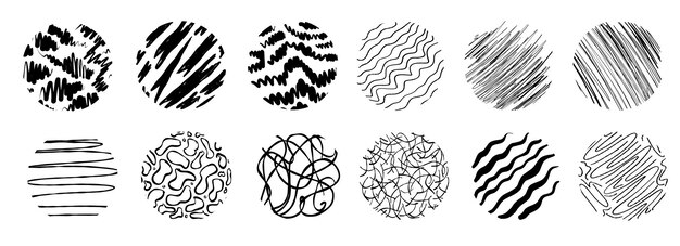 Wektorowe Naive Doodle Patterns Elementy projektowania dla postów w mediach społecznościowych