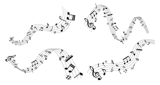 Wektorowe notatki muzyczne melodia muzyczne znaki kluczowe notatki kluczowe