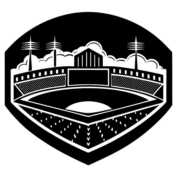 Wektorowe sylwetki boisk baseballowych dla tematów sportowych i rekreacyjnych