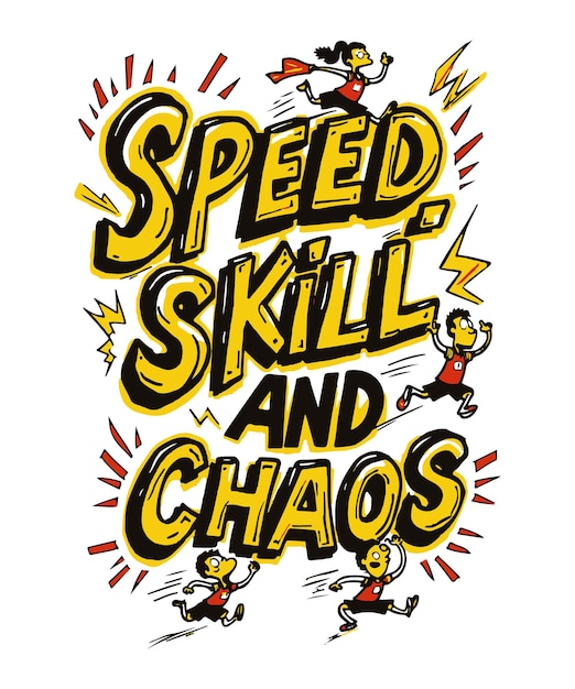 Wektorowe szablony projektowania koszulek typograficznych Speed Skill and Chaos