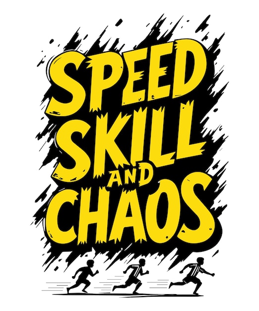 Wektorowe szablony projektowania koszulek typograficznych Speed Skill and Chaos