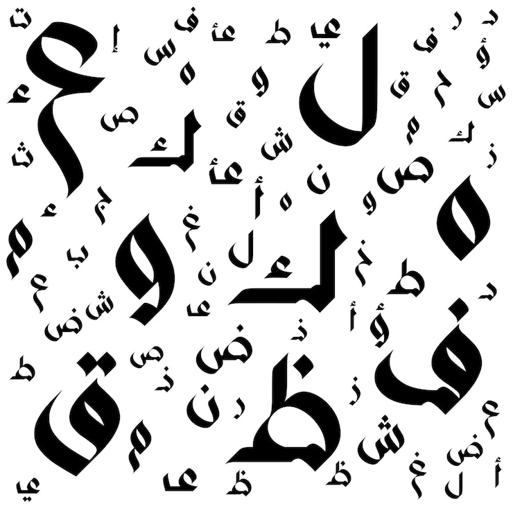 Wektor wektorowe wzorce ustawione literami alfabetu arabskiego