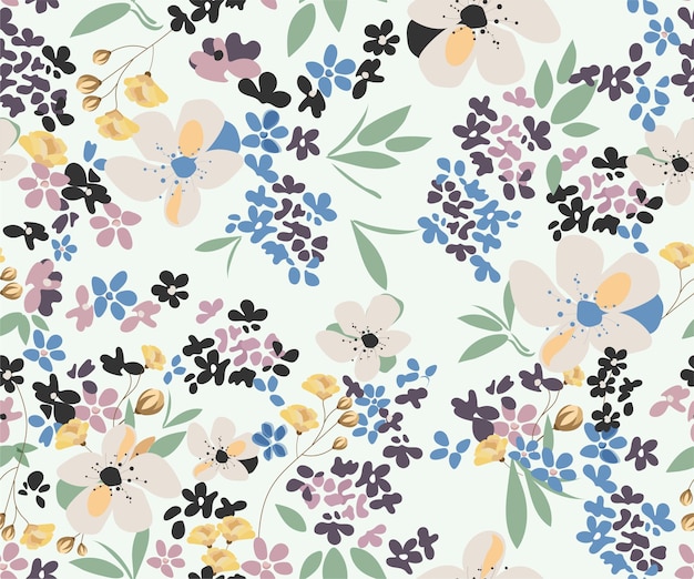 Wektorowe Wzory Kwiatowe Bez Szwu Kwiaty Letnie Tekstura Kwiatowa Wiosna Druk Botaniczny Vintage