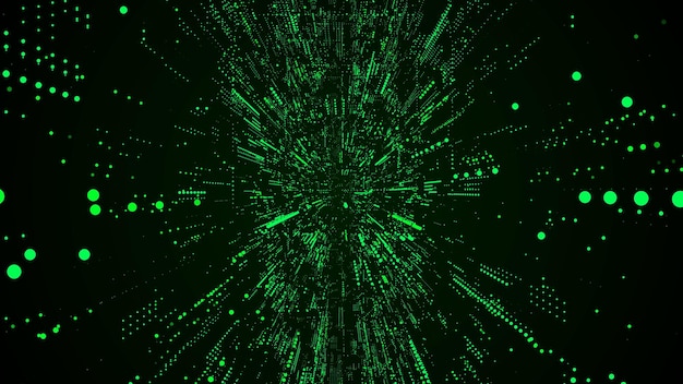 Wektorowy abstrakcyjny tunel sci-fi cyfrowa baza danych cyberprzestrzeń dekodowanie algorytmów zhakowane oprogramowanie w leju dziura robak z cyberbezpieczeństwem z cząstek portal 3D
