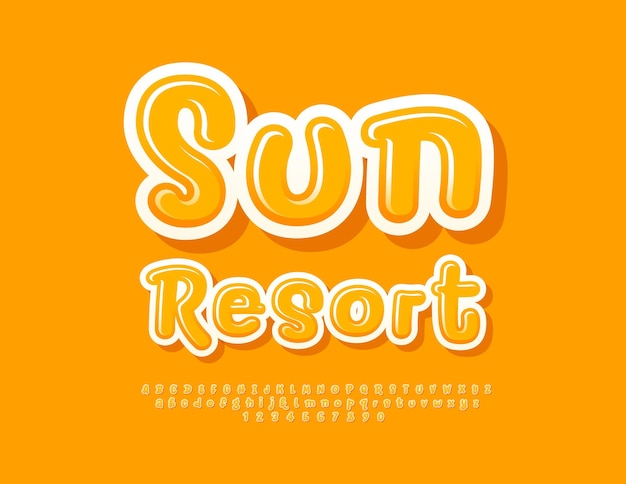 Wektorowy Baner Reklamowy Sun Beach Cute Yellow 3d Font Creative Alphabet Letters And Numbers Set