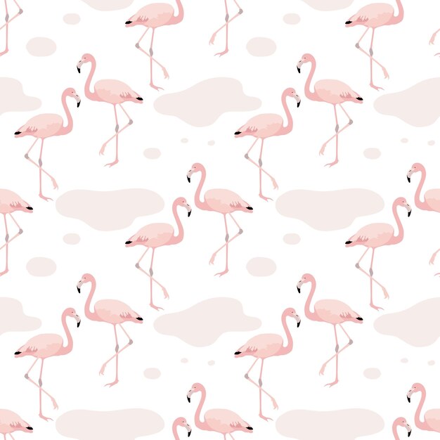 Wektorowy bezszwowy wzór z różowymi flamingami