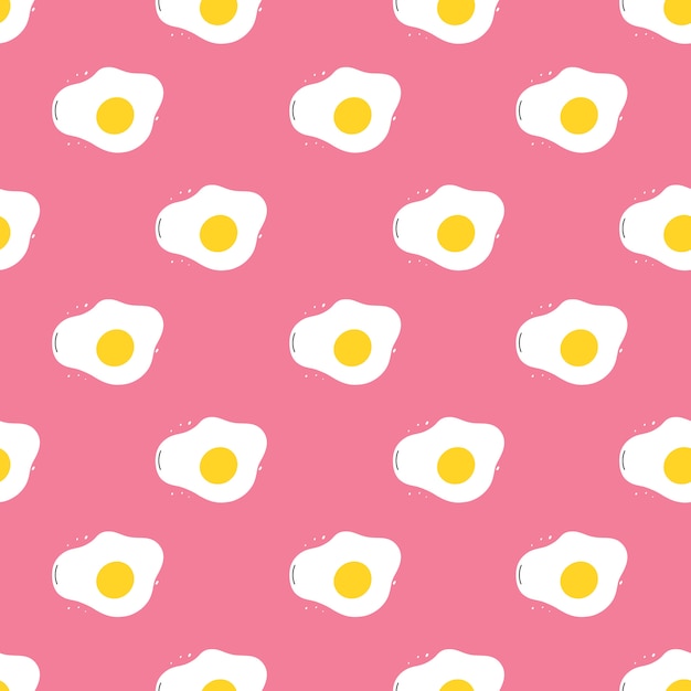 Plik wektorowy wektorowy bezszwowy wzór z smażącymi jajkami w doodle stylu