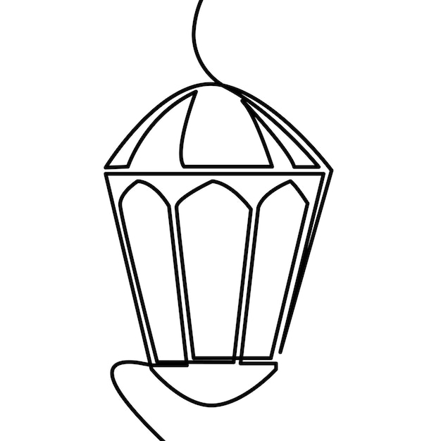 Plik wektorowy wektorowy ciągły jednoliniowy rysunek symbolu latarni