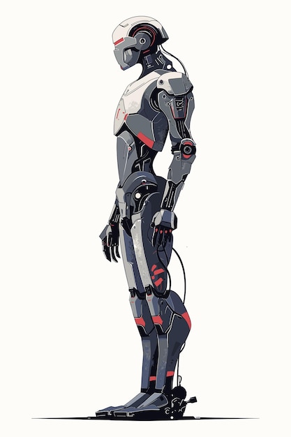 Plik wektorowy wektorowy cyberpunk futurystyczny robot izolowany 3d render na tle