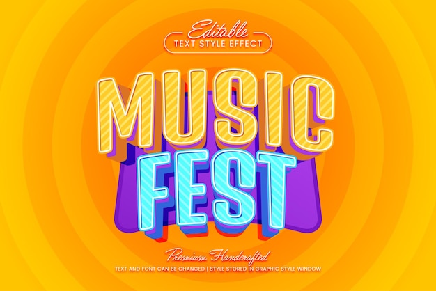 Wektorowy efekt tekstu edytowalny szablon stylu graficznego festiwalu muzycznego