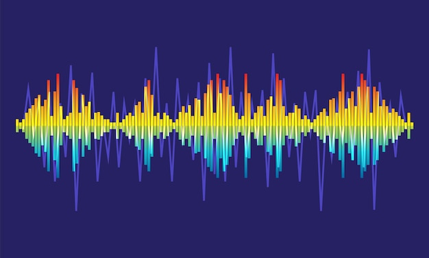 Plik wektorowy wektorowy element fali dźwiękowej kolorowe tło korektora odtwarzacza muzyki impulsowej