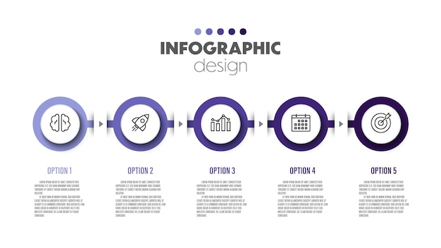 Plik wektorowy wektorowy harmonogram dla szablonów infografiki, prezentacji i wykresów koncepcji biznesowej z 5 opcjami