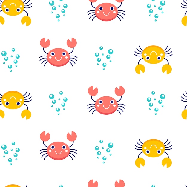 Wektorowy ilustracyjny bezszwowy wzór z krab kreskówką