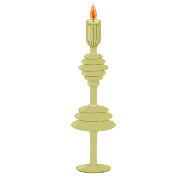 Wektorowy Izolowany Wiktoriański Płaski Dekoracyjny świecznik Z świecą Pachnącą