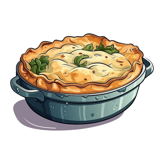 Wektorowy Klip Od Chicken Pot Pie Na Białym Tle