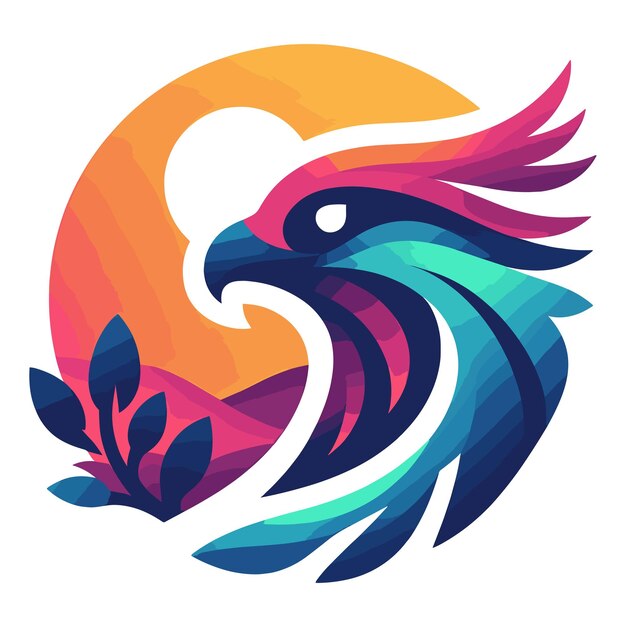 Wektorowy Kolorowy Falkon Gradient Logo Natura Ilustracja Generative Ai