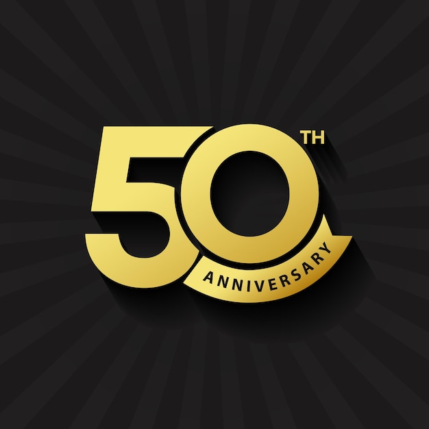 Wektorowy logo 50 rocznicy 50 rocznica złoty kolor nowoczesne logo na czarnym tle