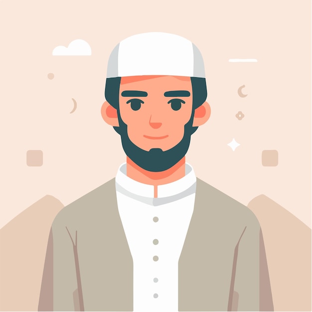 Plik wektorowy wektorowy mężczyzna muzułmański z płaskim stylem projektowania, który jest prosty i minimalistyczny