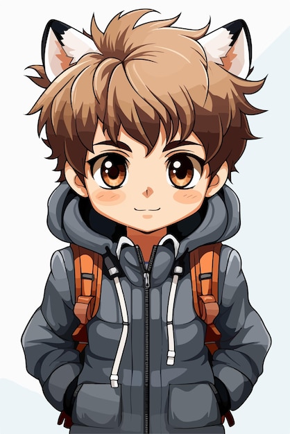Wektorowy młody mężczyzna w stylu anime postać wektorowy projekt ilustracji manga anime chłopiec