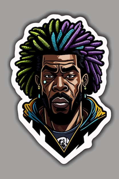 Plik wektorowy wektorowy naklejka kolorowy vintage reggae man ilustracja projekt sztuki