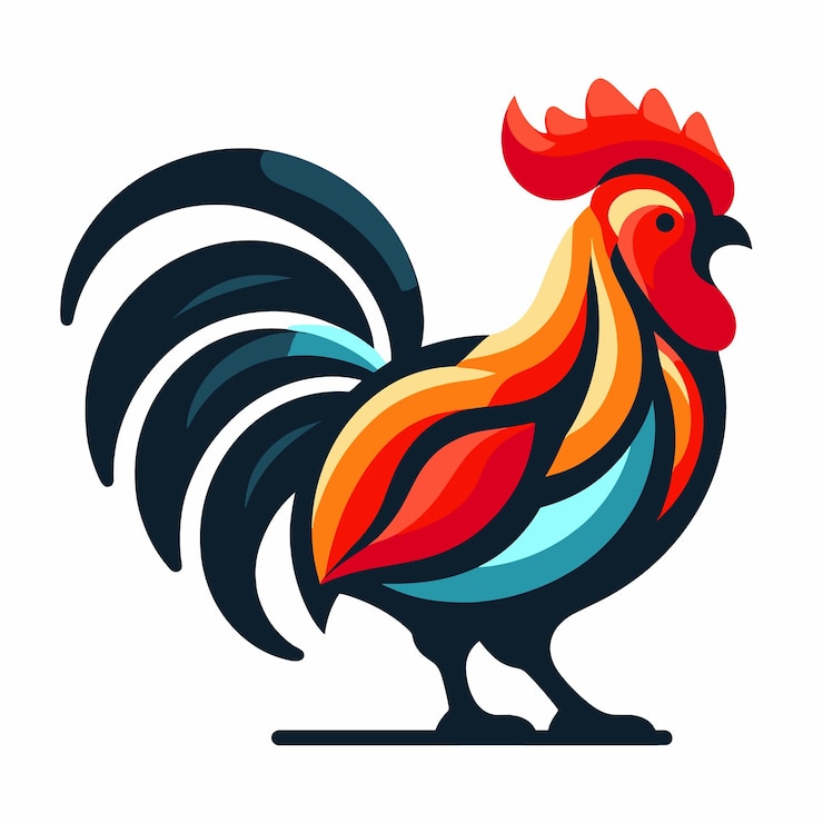 Wektor wektorowy płaski abstrakcyjny kurczak gradient kolorowe logo generative ai