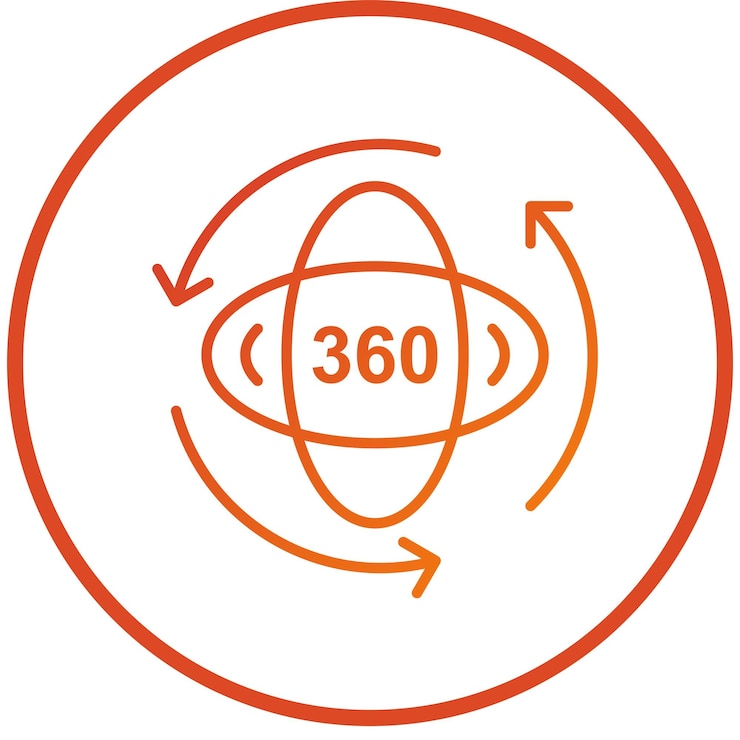 Wektor wektorowy projekt 360 stopni ikonowy styl