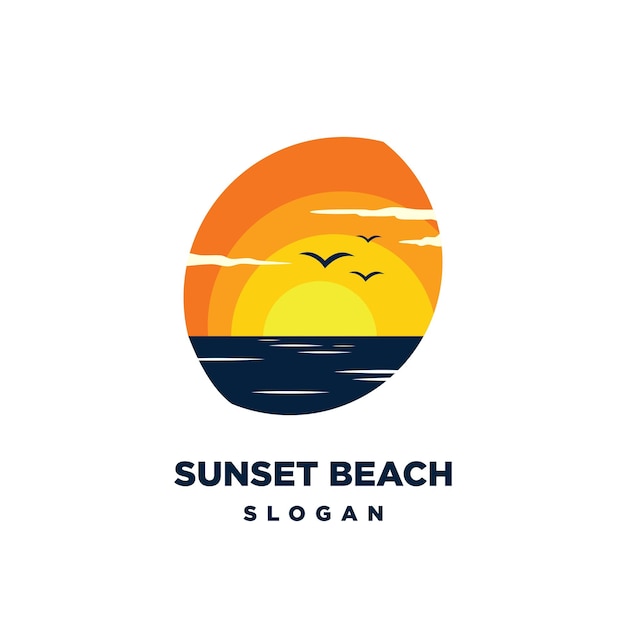 Wektorowy Projekt Ikony Logo Sunset Beach