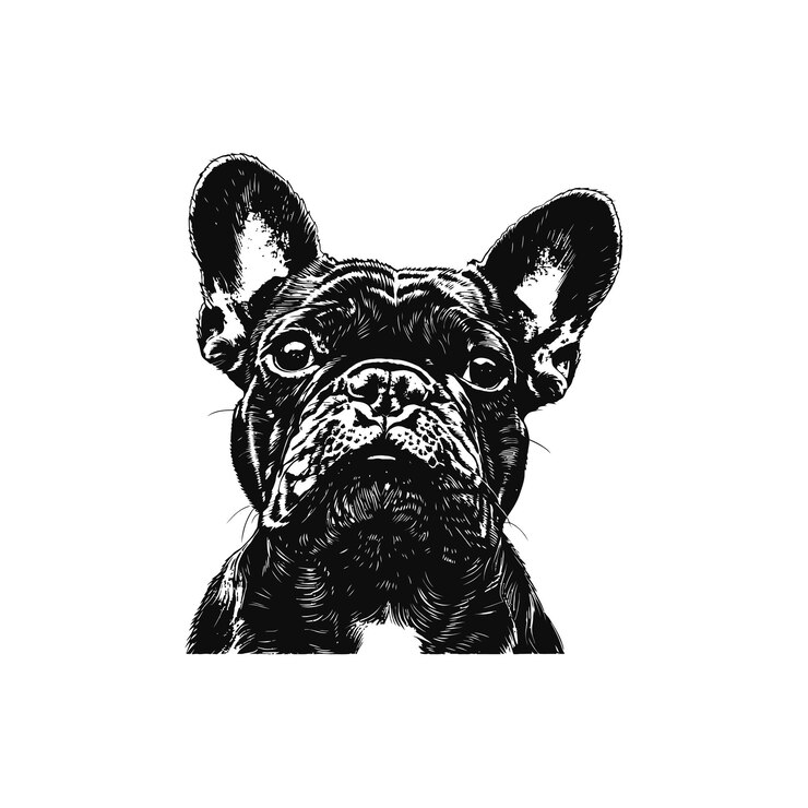 Wektor wektorowy projekt ilustracji twarzy francuskiego buldoga