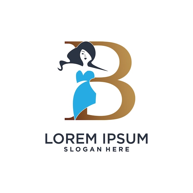 Wektorowy projekt logo ikony litery b z elementem piękna w stylu wektora premium