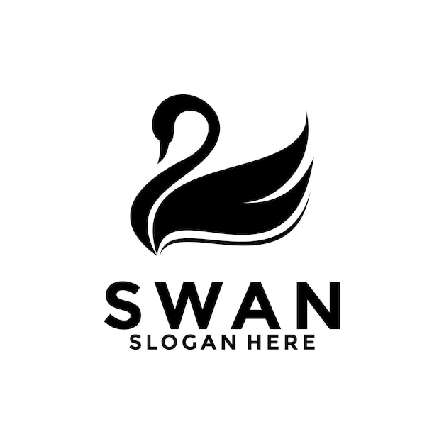 Wektorowy projekt logo łabędzia elegancki prosty szablon logo łabędzy
