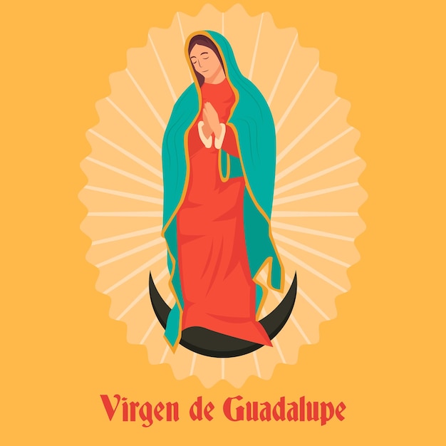 Plik wektorowy wektorowy projekt płaski ilustracja virgen de guadalupe