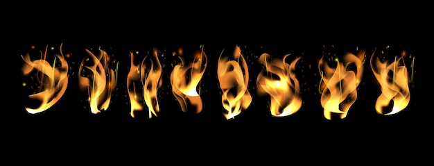 Wektorowy realistyczny palenie ogień płonie z dymem