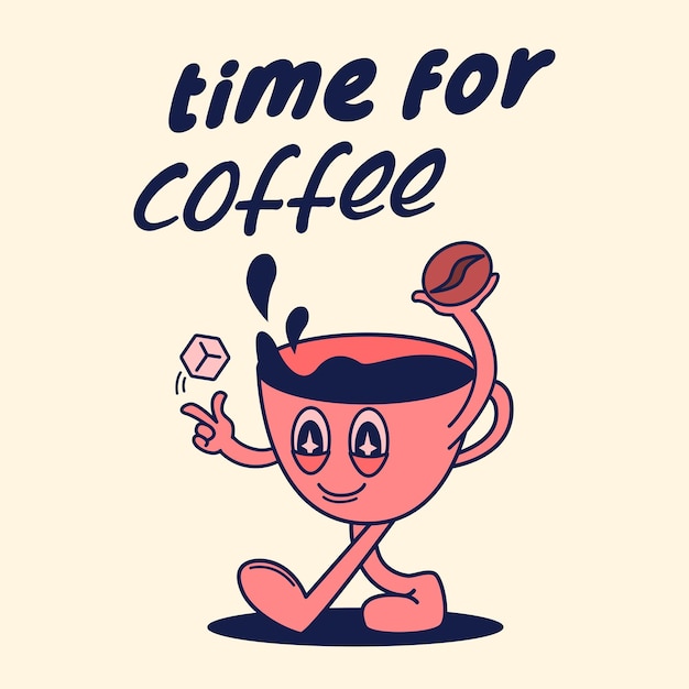 Plik wektorowy wektorowy rysunek czas na picie kawy