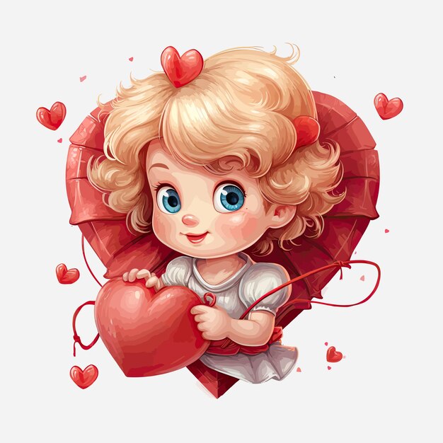 Wektorowy Styl Clipart Cupid Valentine