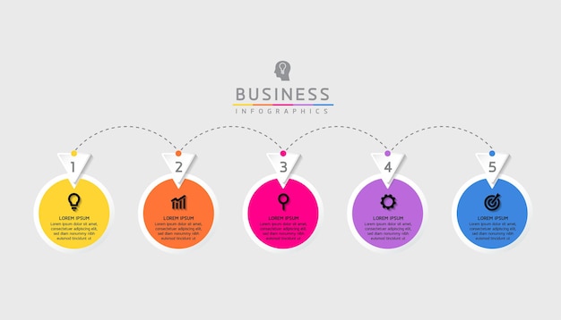 Plik wektorowy wektorowy szablon prezentacji infograficznej biznesowej połączony z 5 opcjami