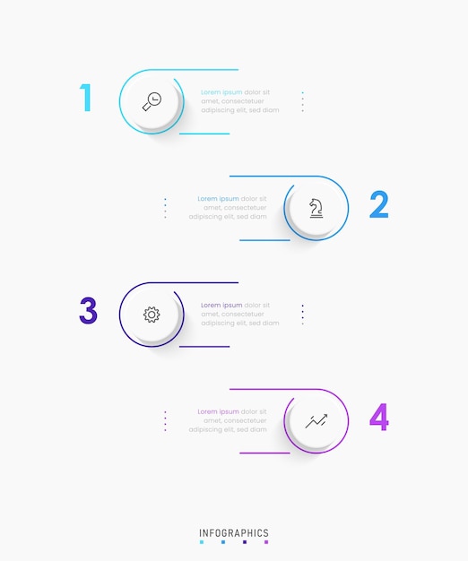 Wektorowy szablon projektowania etykiet infograficznych z ikonami i 4 opcjami lub krokami Może być używany do procesu