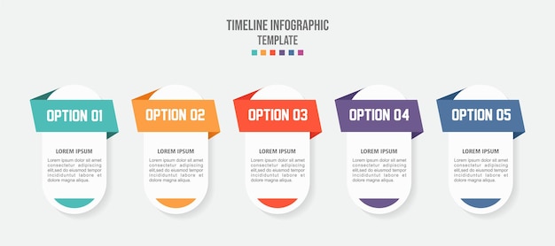 Plik wektorowy wektorowy szablon projektowania etykiet infograficznych z ikonami i 5 opcjami lub krokami.