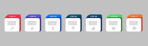 Plik wektorowy wektorowy szablon projektowania infograficznego z ikonami i 7 opcjami lub krokami